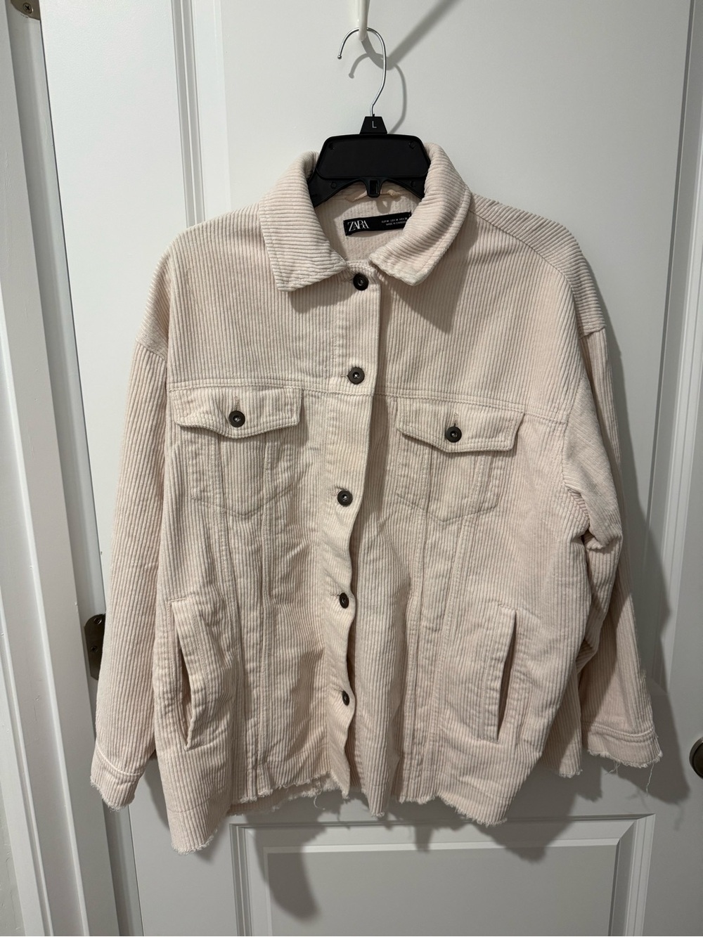 Zara Off-White Corduroy Button-Up Jacket